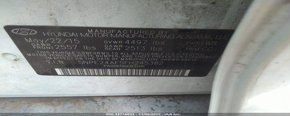 5NPE24AF5FH245382 2015 HYUNDAI SONATA photo no. 9