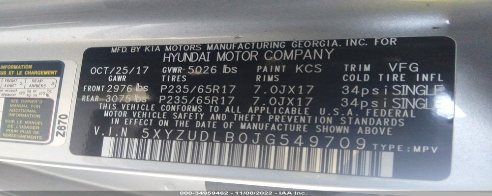 5XYZUDLB0JG549709 2018 HYUNDAI SANTA FE SPORT photo no. 9