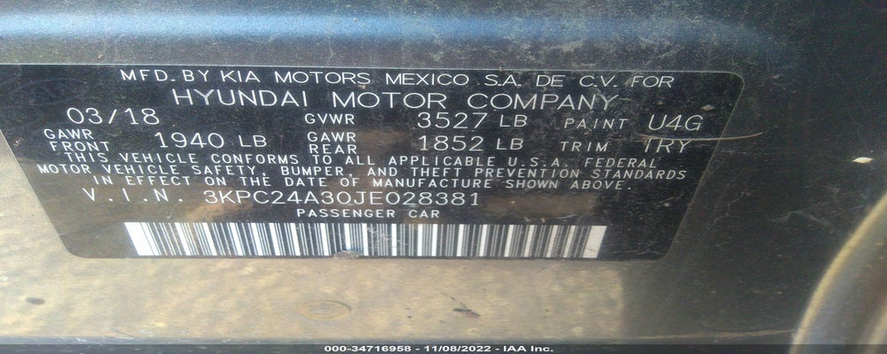 3KPC24A30JE028381 2018 HYUNDAI ACCENT photo no. 9