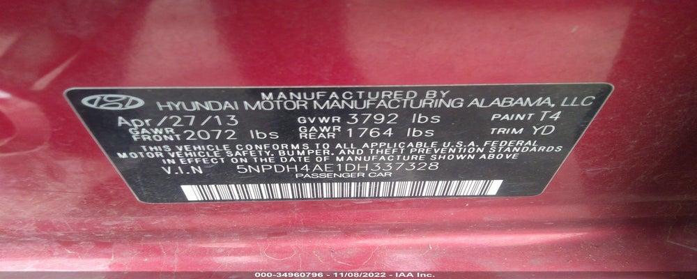 5NPDH4AE1DH337328 2013 HYUNDAI ELANTRA photo no. 9