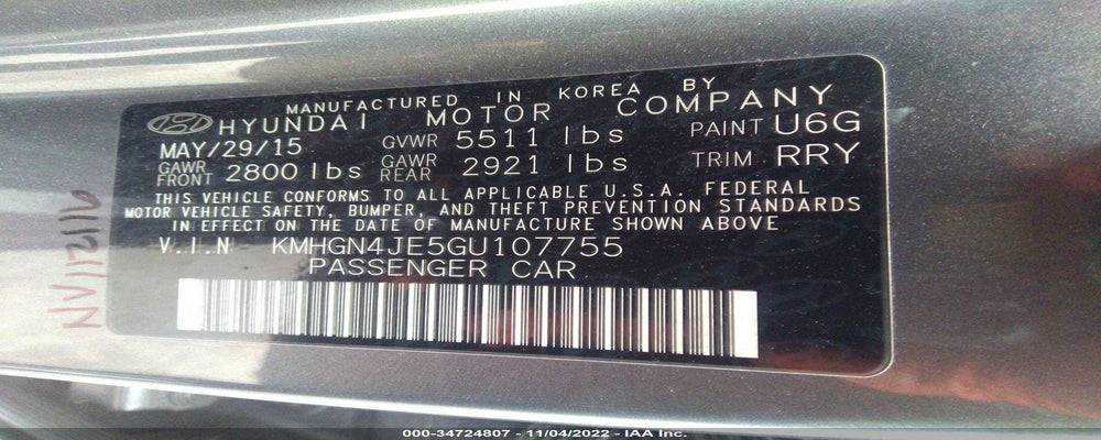 KMHGN4JE5GU107755 2016 HYUNDAI GENESIS photo no. 9
