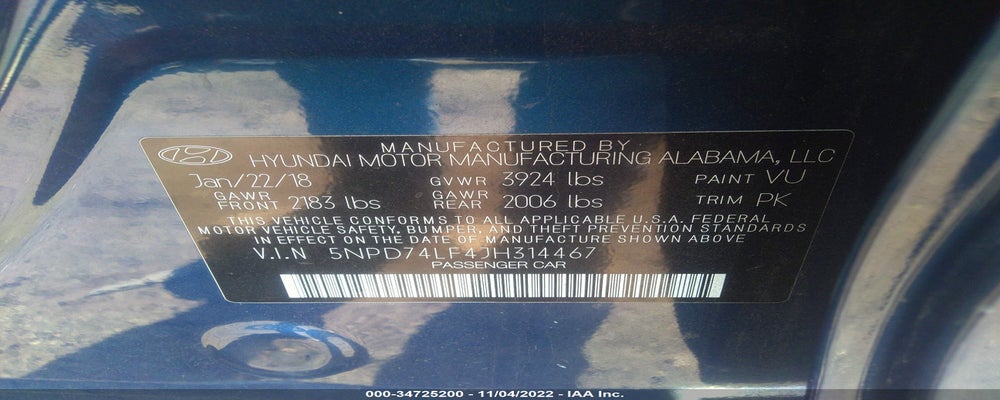 5NPD74LF4JH314467 2018 HYUNDAI ELANTRA photo no. 9