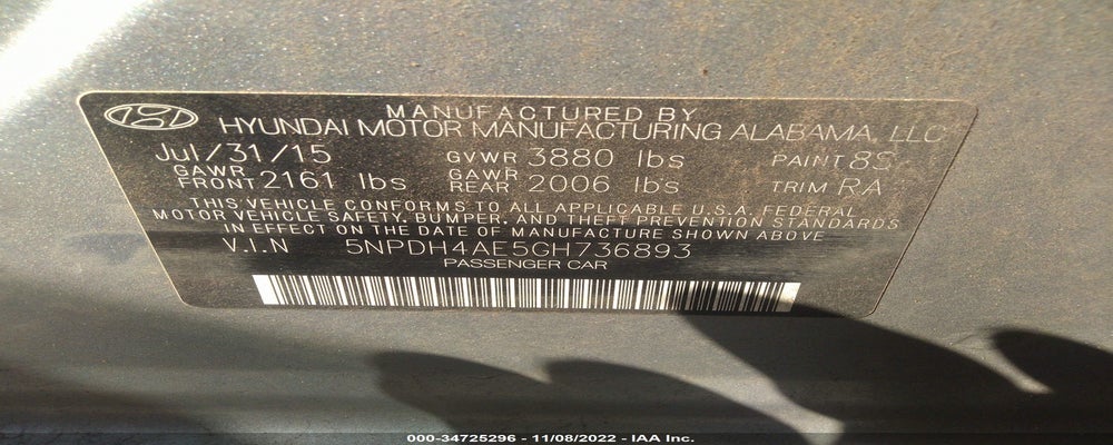 5NPDH4AE5GH736893 2016 HYUNDAI ELANTRA photo no. 9