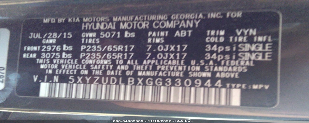 5XYZUDLBXGG330944 2016 HYUNDAI SANTA FE SPORT photo no. 9