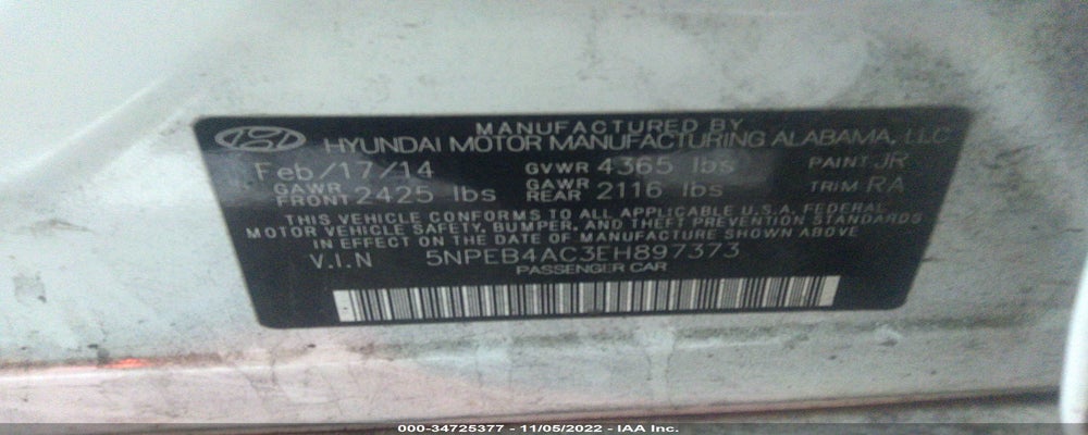 5NPEB4AC3EH897373 2014 HYUNDAI SONATA photo no. 9