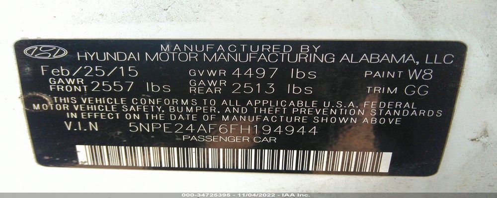5NPE24AF6FH194944 2015 HYUNDAI SONATA photo no. 9