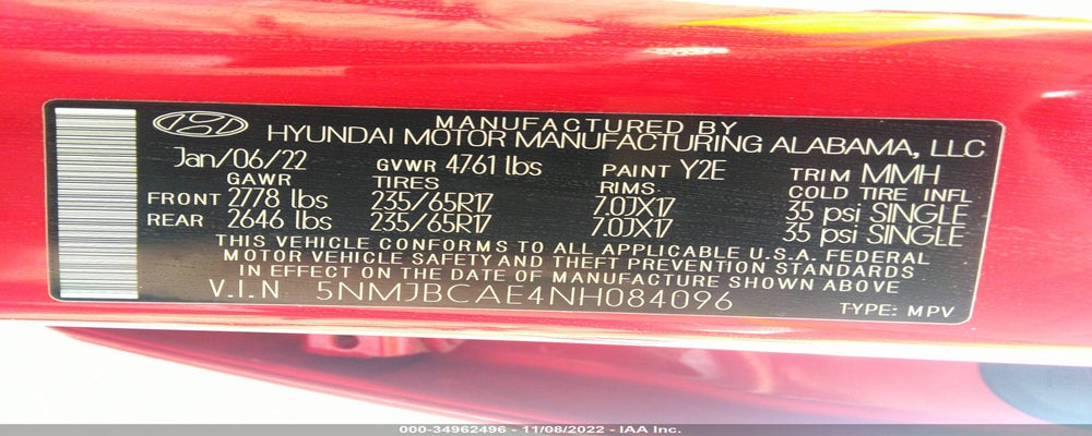 5NMJBCAE4NH084096 2022 HYUNDAI TUCSON photo no. 9