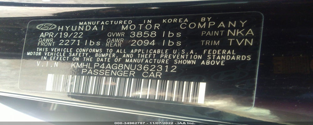 KMHLP4AG8NU362312 2022 HYUNDAI ELANTRA photo no. 9