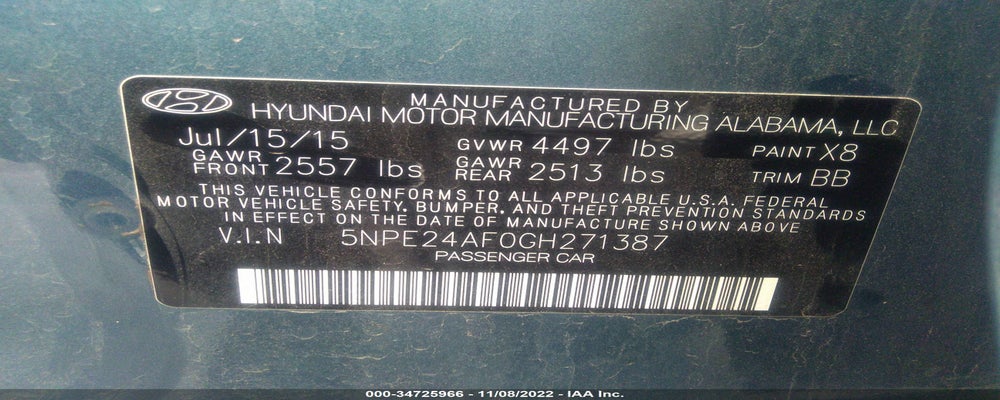 5NPE24AF0GH271387 2016 HYUNDAI SONATA photo no. 9