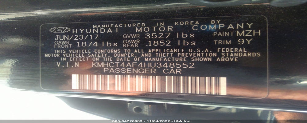 KMHCT4AE4HU348552 2017 HYUNDAI ACCENT photo no. 9