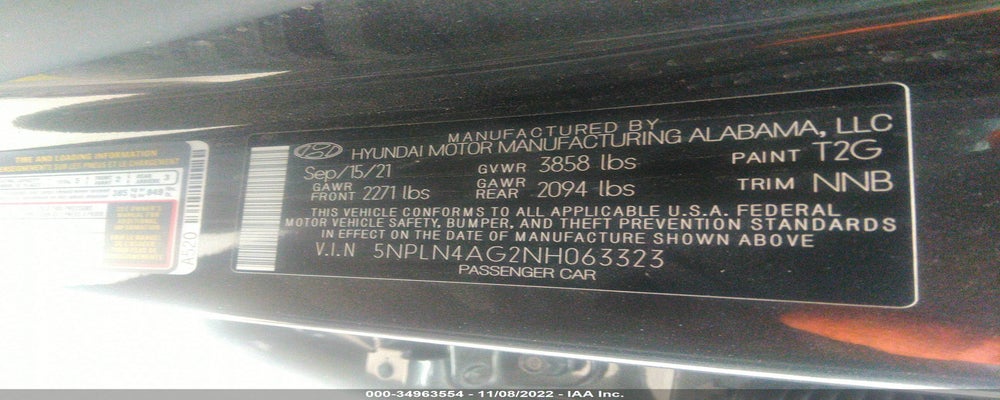 5NPLN4AG2NH063323 2022 HYUNDAI ELANTRA photo no. 9