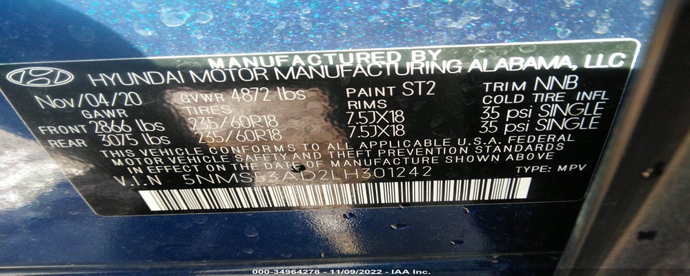 5NMS53AD2LH301242 2020 HYUNDAI SANTA FE photo no. 9