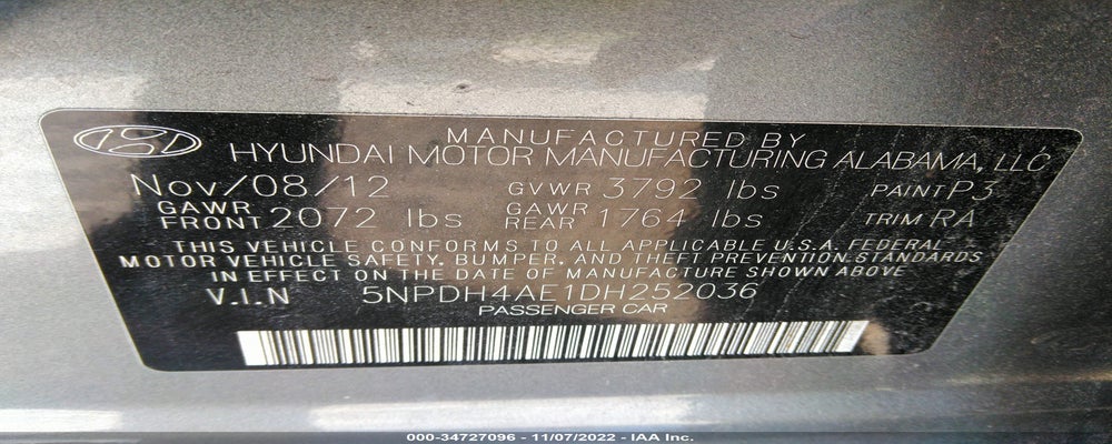 5NPDH4AE1DH252036 2013 HYUNDAI ELANTRA photo no. 9
