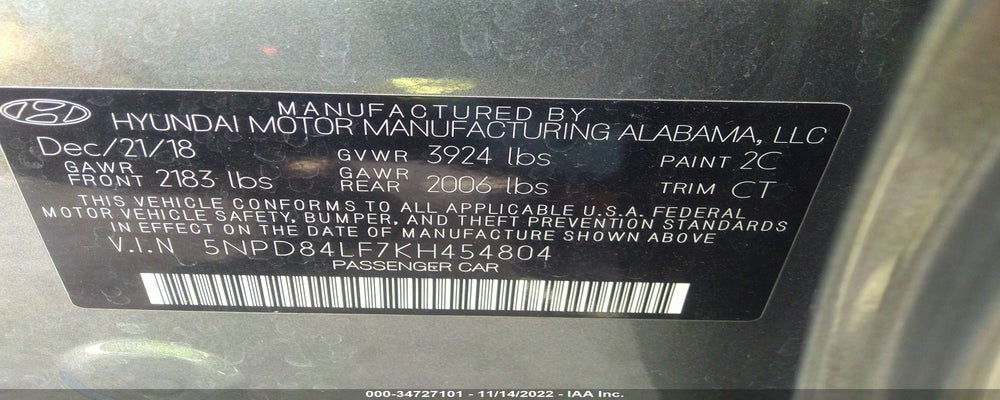 5NPD84LF7KH454804 2019 HYUNDAI ELANTRA photo no. 9