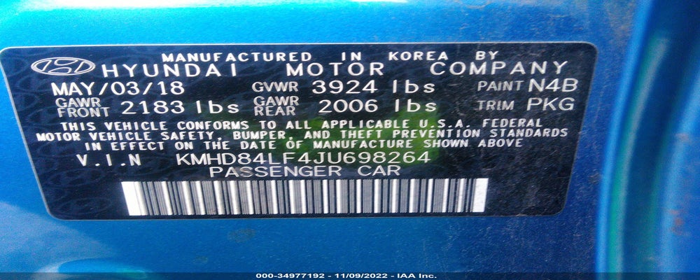 KMHD84LF4JU698264 2018 HYUNDAI ELANTRA photo no. 9