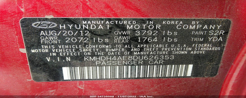 KMHDH4AE8DU626353 2013 HYUNDAI ELANTRA photo no. 9