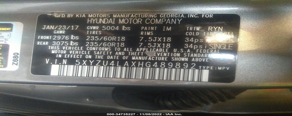 5XYZU4LAXHG489892 2017 HYUNDAI SANTA FE SPORT photo no. 9