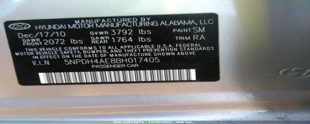 5NPDH4AE8BH017405 2011 HYUNDAI ELANTRA photo no. 9