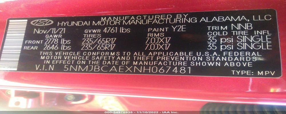 5NMJBCAEXNH067481 2022 HYUNDAI TUCSON photo no. 9