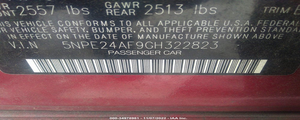 5NPE24AF9GH322823 2016 HYUNDAI SONATA photo no. 9
