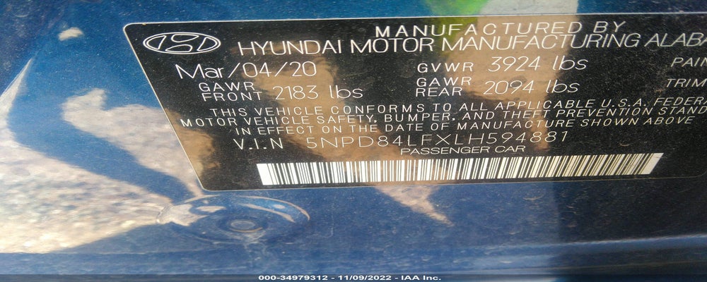 5NPD84LFXLH594881 2020 HYUNDAI ELANTRA photo no. 9