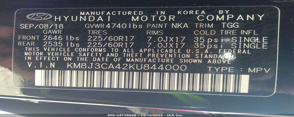 KM8J3CA42KU844000 2019 HYUNDAI TUCSON photo no. 9