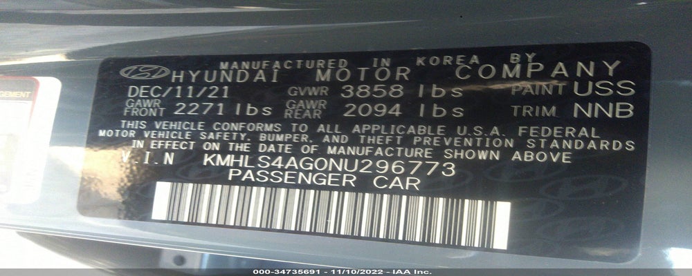 KMHLS4AG0NU296773 2022 HYUNDAI ELANTRA photo no. 9