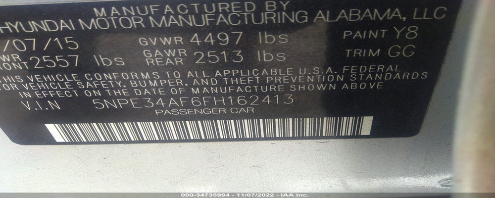 5NPE34AF6FH162413 2015 HYUNDAI SONATA photo no. 9