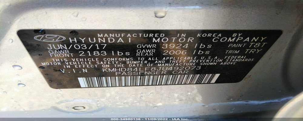 KMHD84LF8JU492073 2018 HYUNDAI ELANTRA photo no. 9