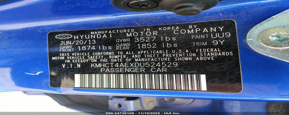 KMHCT4AEXDU524529 2013 HYUNDAI ACCENT photo no. 9