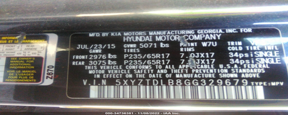 5XYZTDLB8GG329679 2016 HYUNDAI SANTA FE SPORT photo no. 9