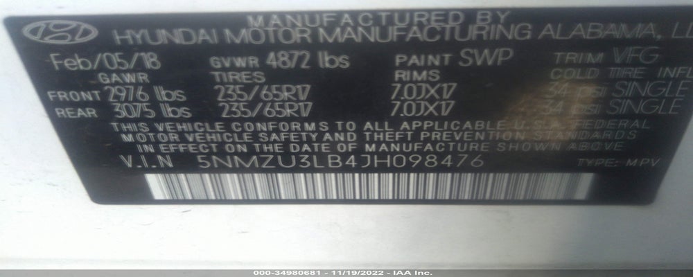 5NMZU3LB4JH098476 2018 HYUNDAI SANTA FE SPORT photo no. 9