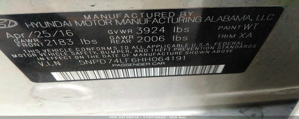 5NPD74LF6HH064191 2017 HYUNDAI ELANTRA photo no. 9