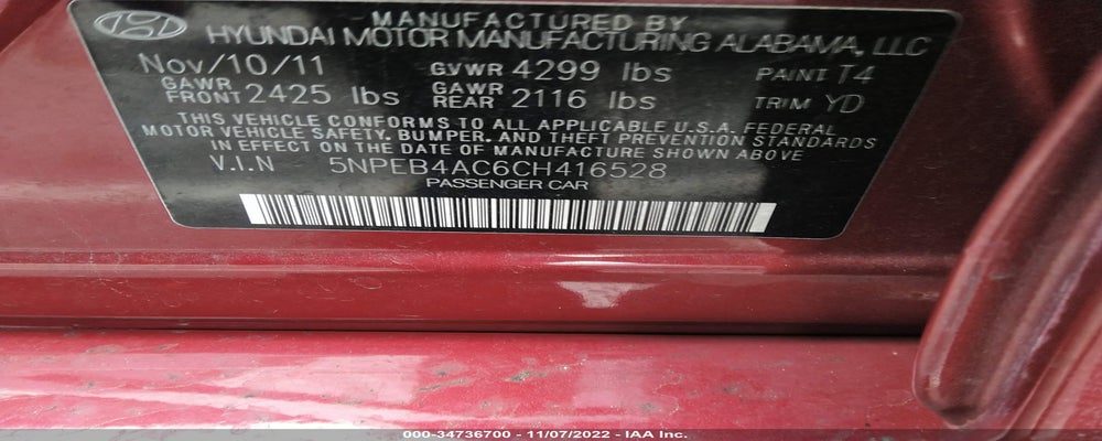 5NPEB4AC6CH416528 2012 HYUNDAI SONATA photo no. 9