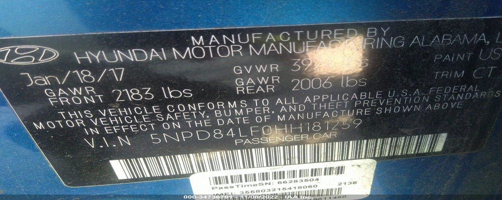 5NPD84LF0HH181259 2017 HYUNDAI ELANTRA photo no. 9