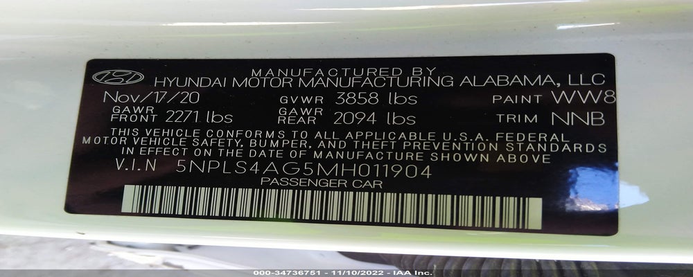 5NPLS4AG5MH011904 2021 HYUNDAI ELANTRA photo no. 9