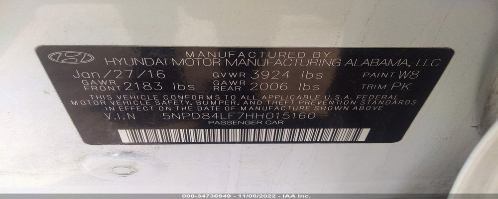 5NPD84LF7HH015160 2017 HYUNDAI ELANTRA photo no. 9