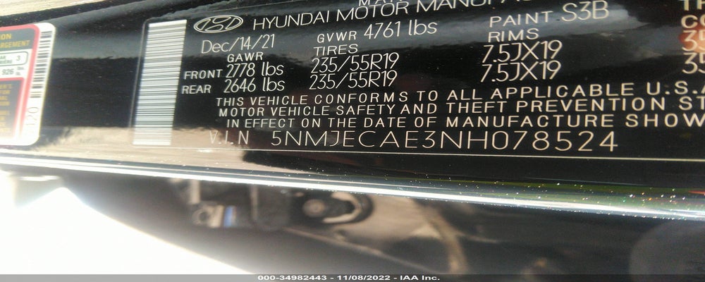 5NMJECAE3NH078524 2022 HYUNDAI TUCSON photo no. 9