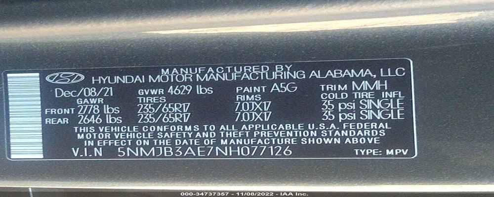 5NMJB3AE7NH077126 2022 HYUNDAI TUCSON photo no. 9