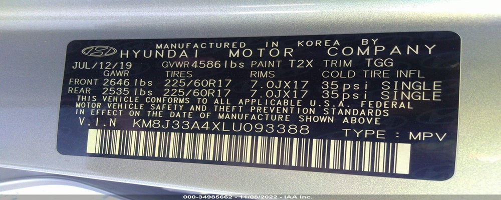 KM8J33A4XLU093388 2020 HYUNDAI TUCSON photo no. 9