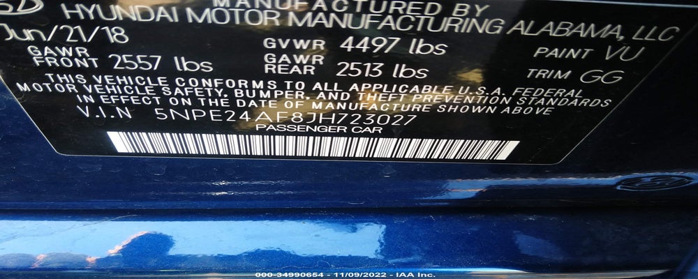5NPE24AF8JH723027 2018 HYUNDAI SONATA photo no. 9
