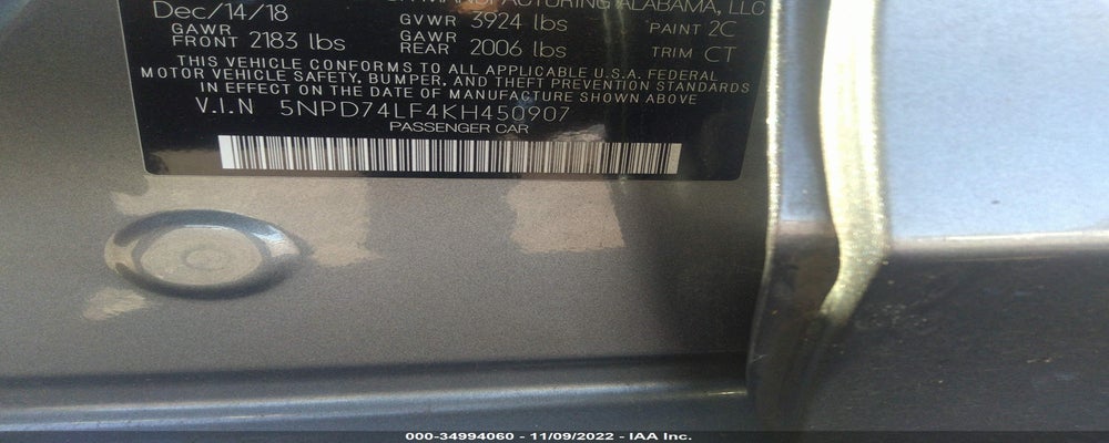 5NPD74LF4KH450907 2019 HYUNDAI ELANTRA photo no. 9