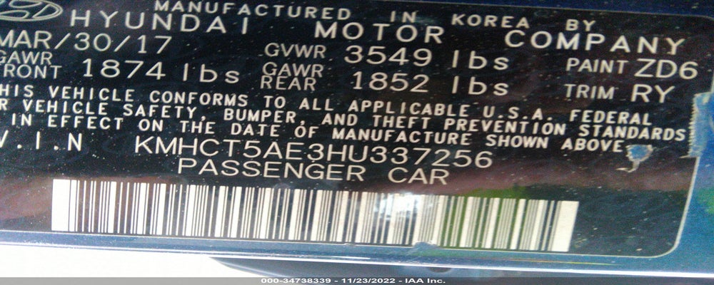 KMHCT5AE3HU337256 2017 HYUNDAI ACCENT photo no. 9