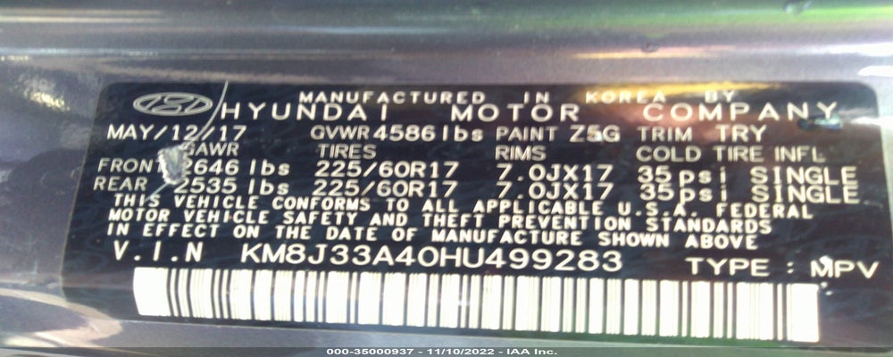 KM8J33A40HU499283 2017 HYUNDAI TUCSON photo no. 9