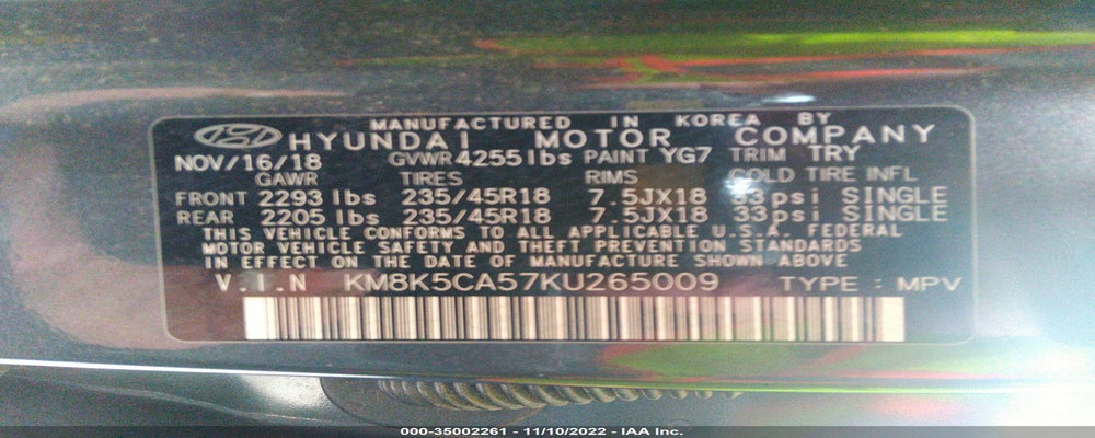 KM8K5CA57KU265009 2019 HYUNDAI KONA photo no. 9