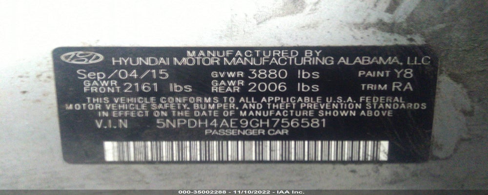 5NPDH4AE9GH756581 2016 HYUNDAI ELANTRA photo no. 9