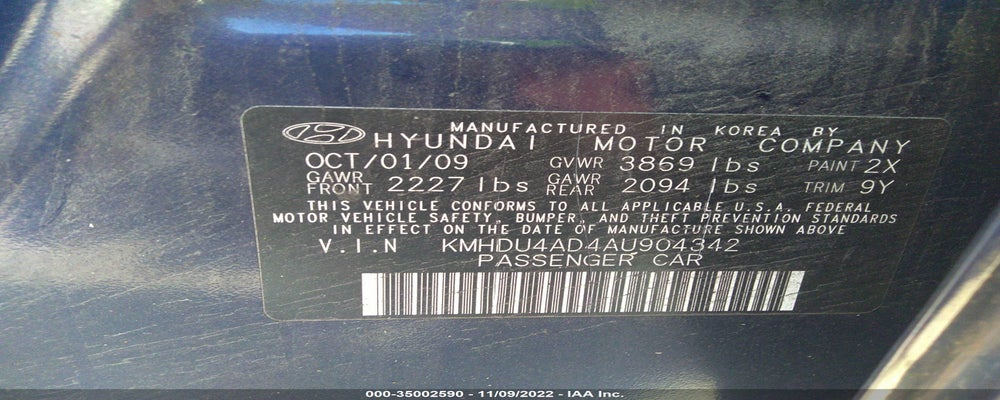 KMHDU4AD4AU904342 2010 HYUNDAI ELANTRA photo no. 9