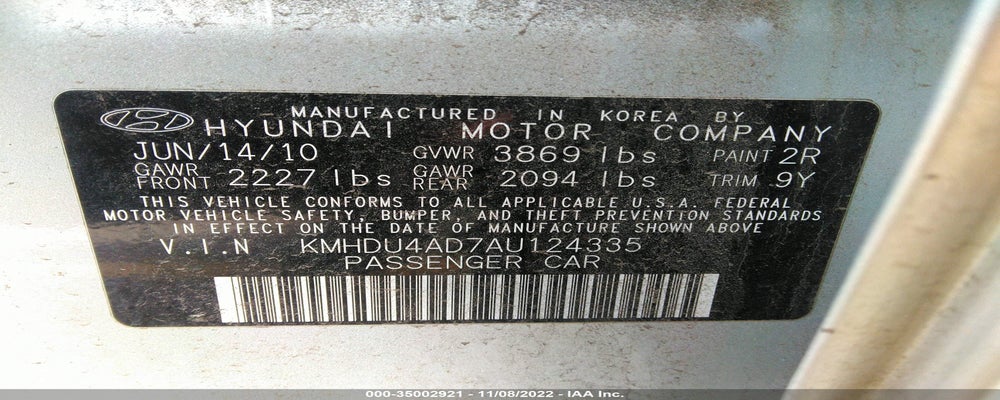 KMHDU4AD7AU124335 2010 HYUNDAI ELANTRA photo no. 9