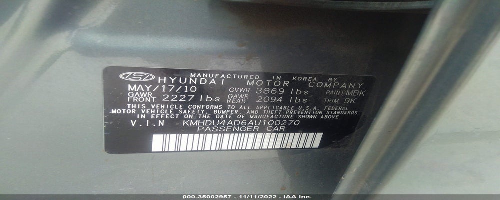 KMHDU4AD6AU100270 2010 HYUNDAI ELANTRA photo no. 9