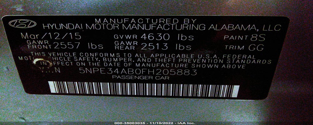 5NPE34AB0FH205883 2015 HYUNDAI SONATA photo no. 9